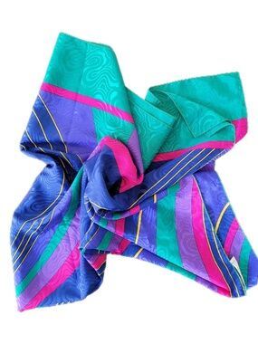 Large Vintage Scarf Bright Abstract Psychedelic Pattern Jacquard Polyester